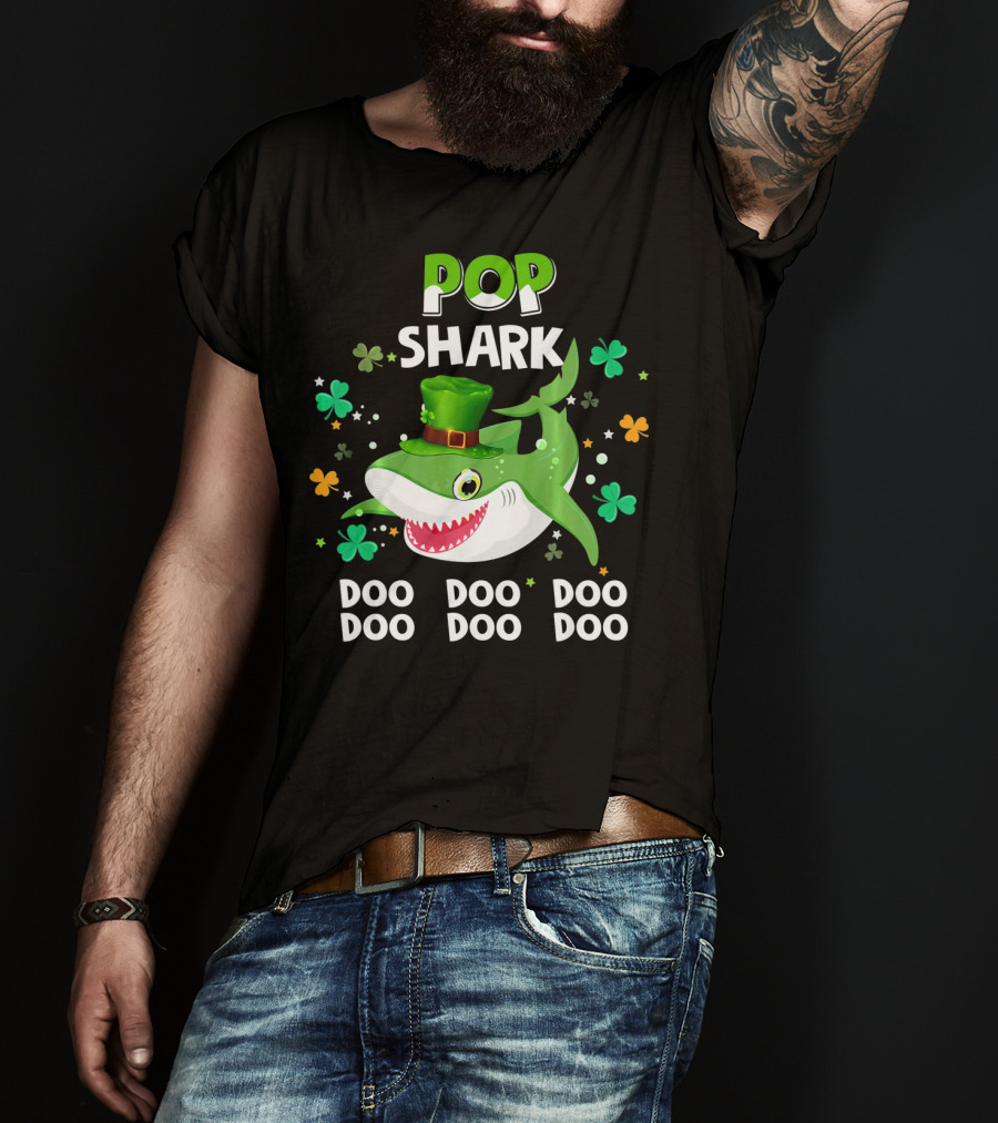 POP SHARK St. Patrick Day Doo Doo Doo Shamrock T-Shirt