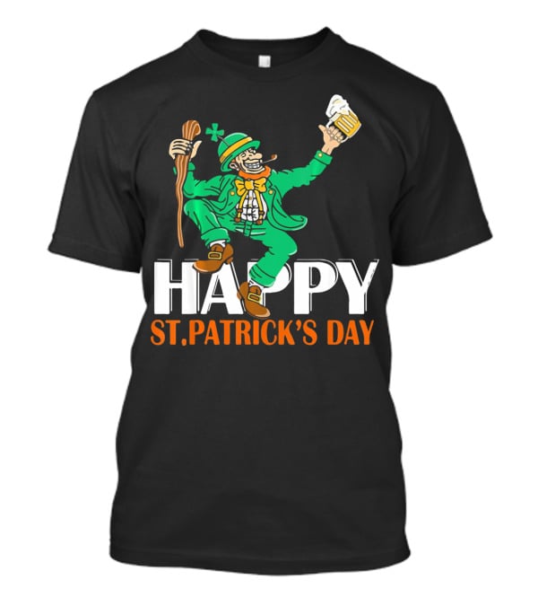 Happy St. Patrick's Day Green Celebrating Beer And Shamrock T-Shirt
