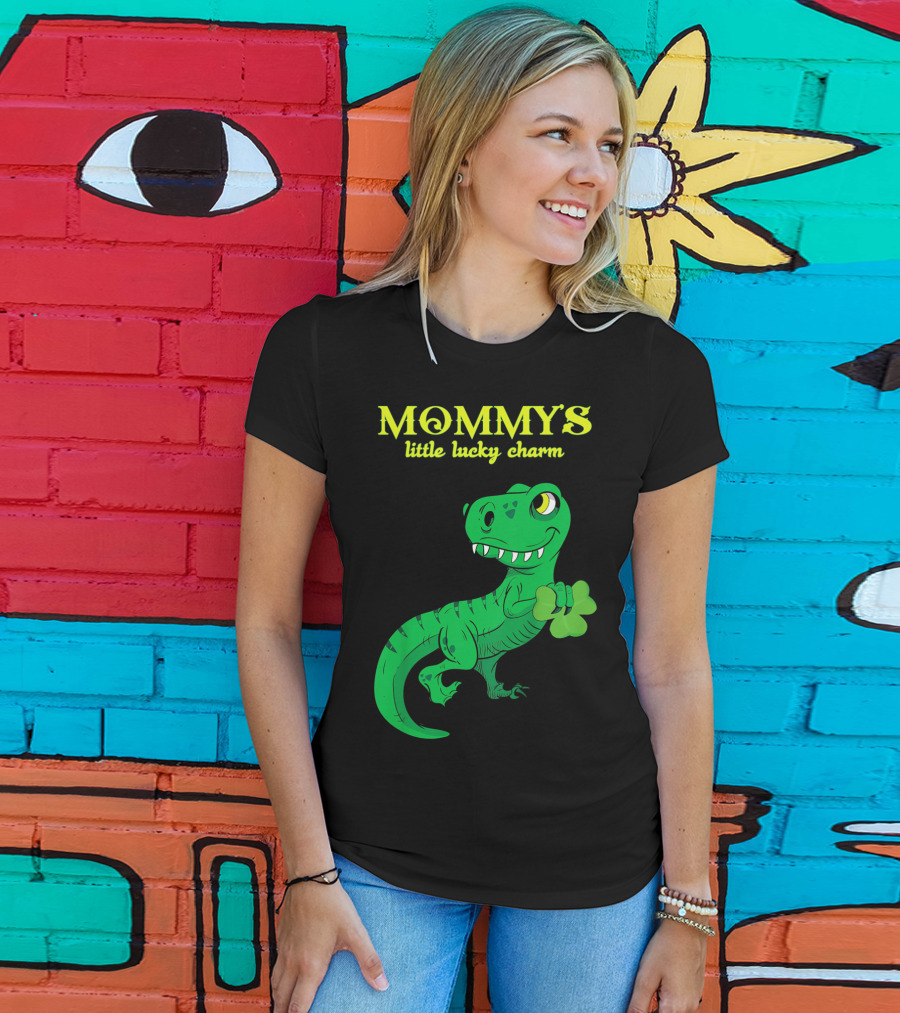 Mommy's Little Lucky Charm Dinosaur Kids St Patrick's Day T-Shirt