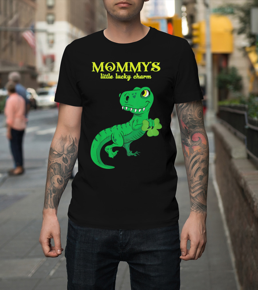 Mommy's Little Lucky Charm Dinosaur Kids St Patrick's Day T-Shirt