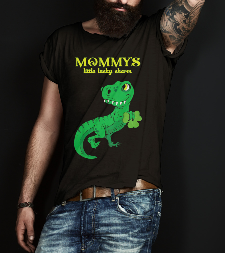 Mommy's Little Lucky Charm Dinosaur Kids St Patrick's Day T-Shirt