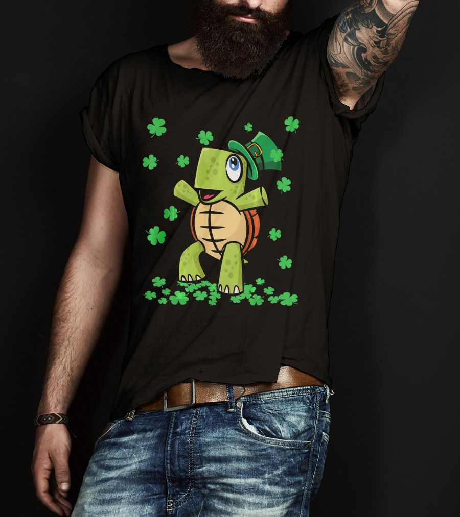 St Patricks Day Irish American Turtle Leprechaun Shamrock T-Shirt