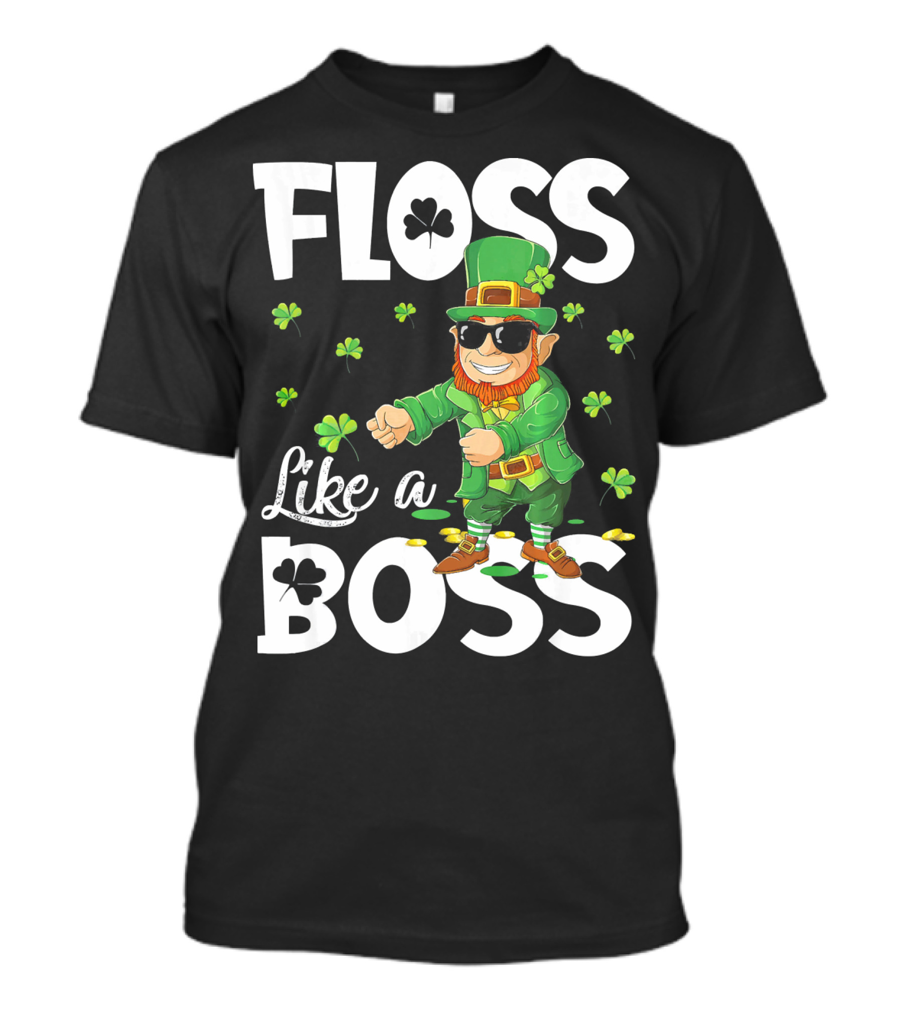 Floss Like A Boss Dancing Leprechaun With Shamrocks T-Shirt