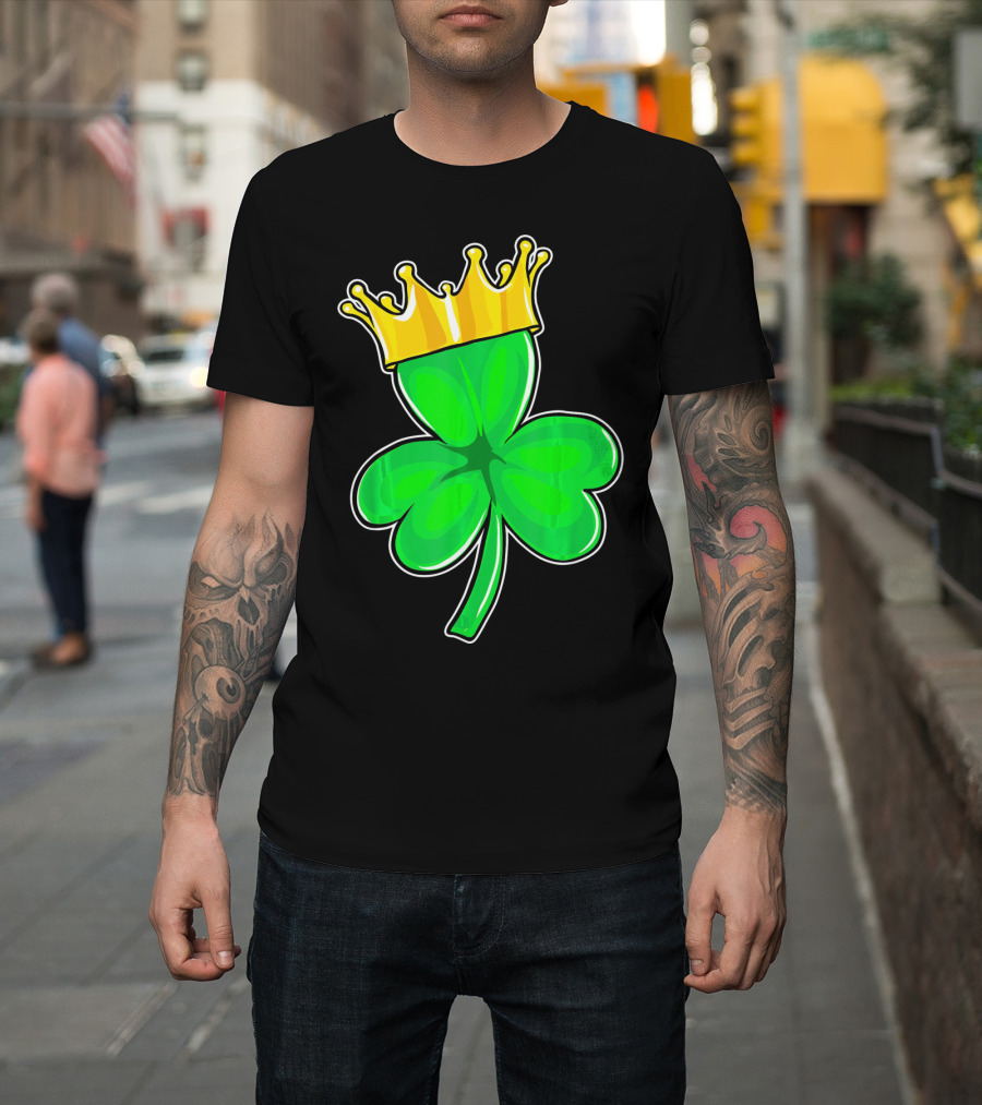Four Leaf Clover King with Crown of Luck T-Shirt