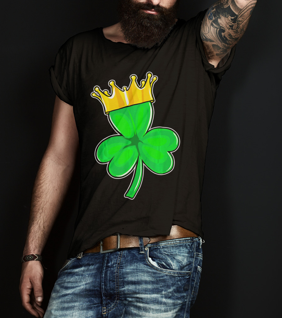 Four Leaf Clover King With Crown Of Luck T-Shirt