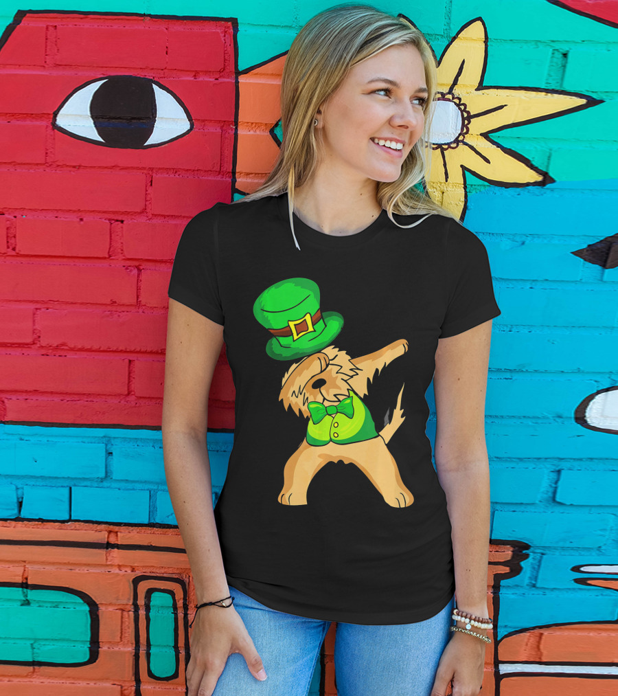 Dabbing Leprechaun Kids Irish Terrier St. Patrick's Day Dog Bow Tie T-Shirt