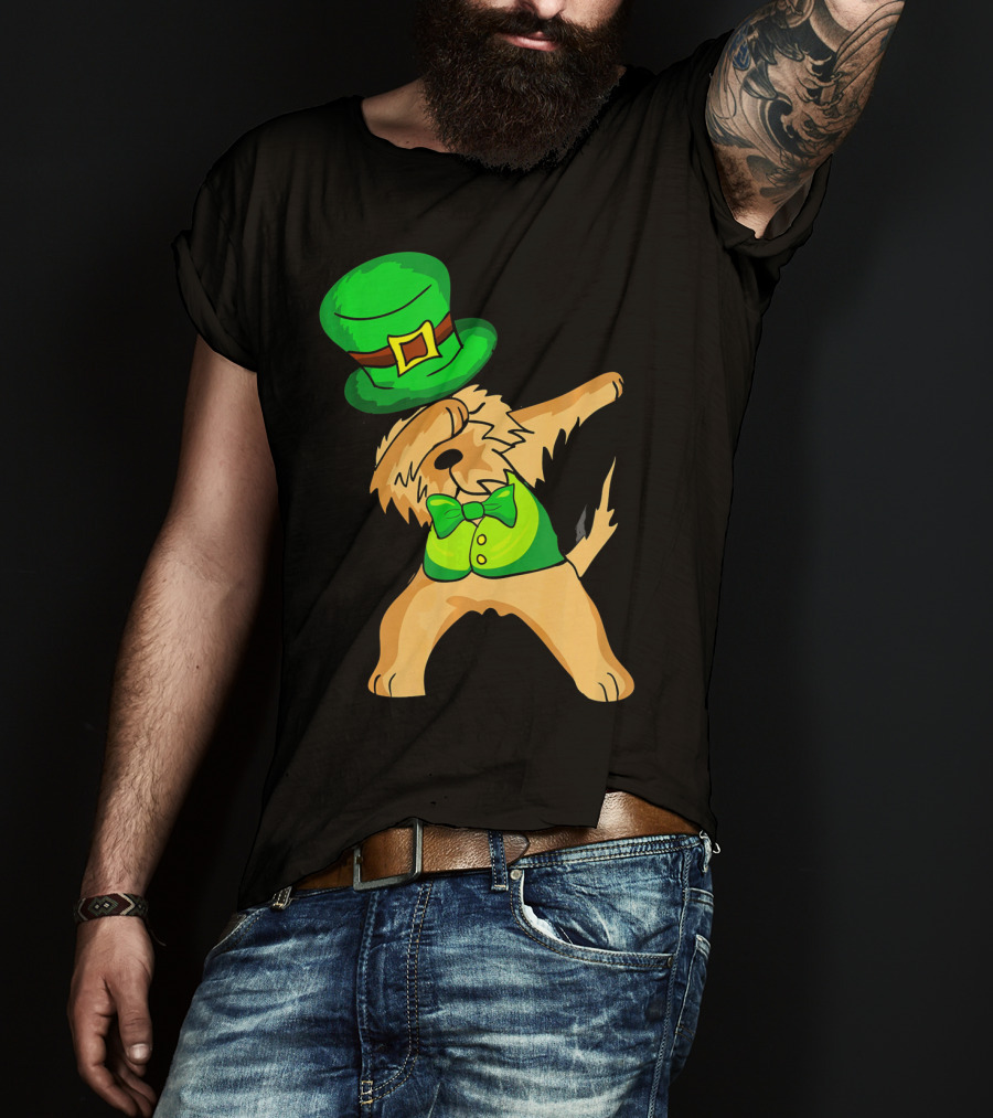 Dabbing Leprechaun Kids Irish Terrier St. Patrick's Day Dog Bow Tie T-Shirt
