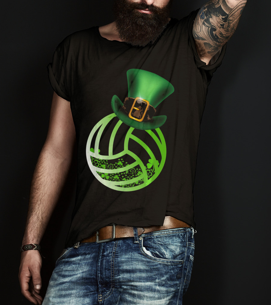Shamrock Volleyball Leprechaun St Patrick's Green Hat T-Shirt