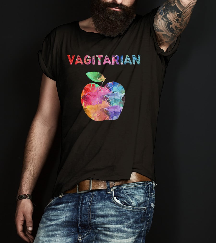 Vagitarian Watercolor Apple Vegetarian Funny T-Shirt