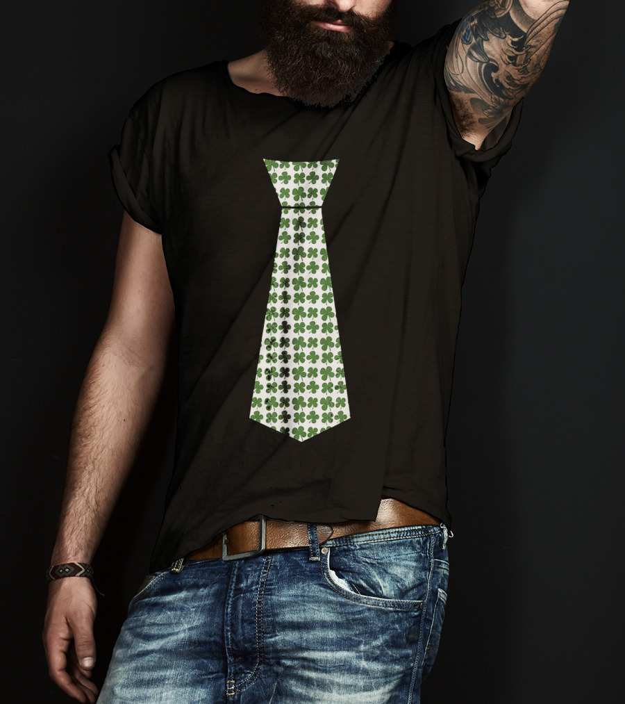 Cute Green Shamrock Necktie For St. Patrick's Day Celebrations T-Shirt