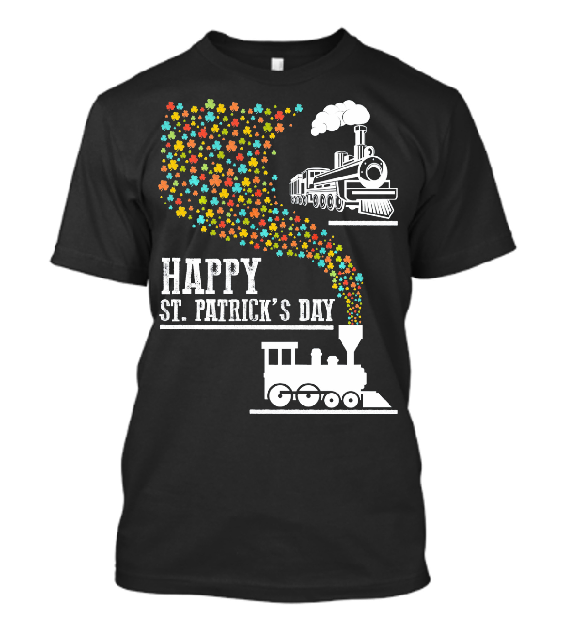 Happy St Patrick's Day Irish Shamrock Train Steam Puff T-Shirt