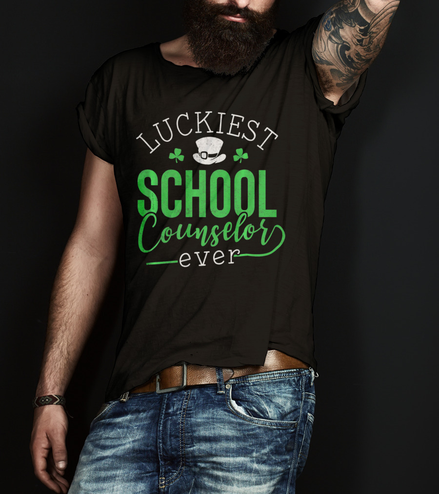 Luckiest School Counselor Ever St Patricks Hat Shamrock T-Shirt