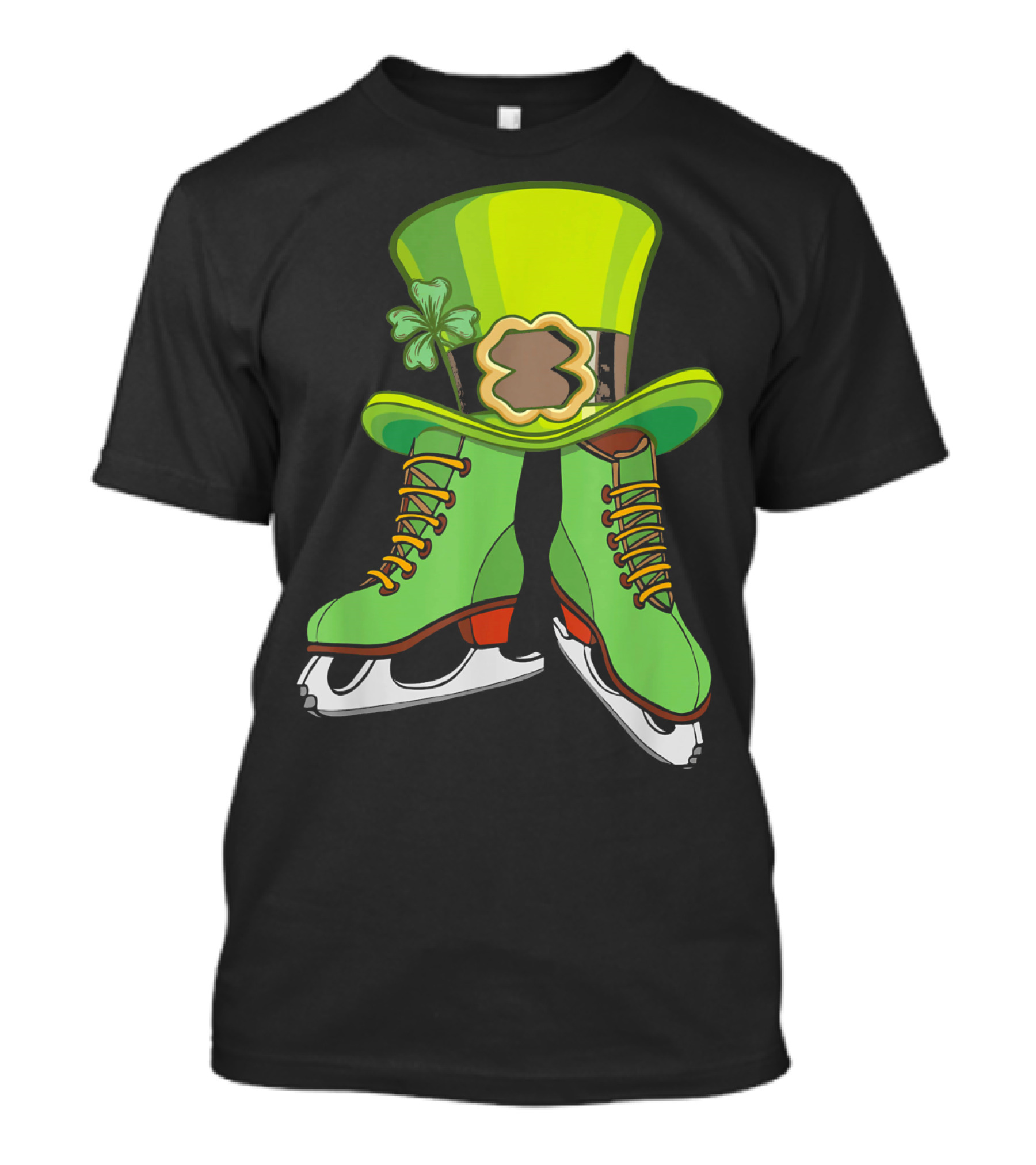 Leprechaun Figure Skating St Patricks Green Hat And Skates T-Shirt
