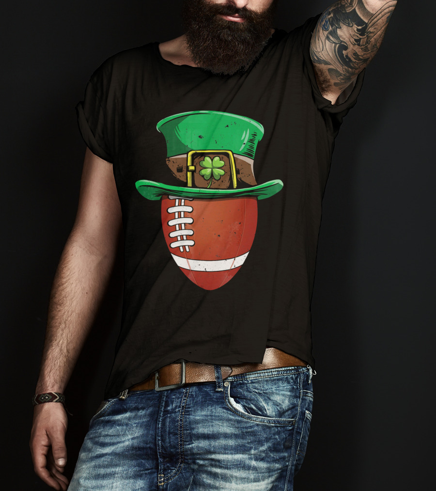 Leprechaun Hat Shamrock American Football Ball T-Shirt