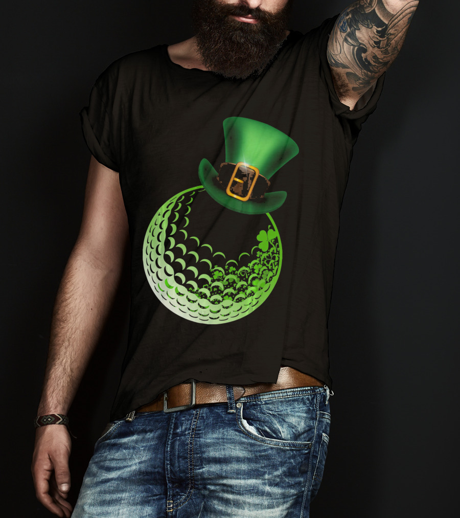 Shamrock Golf Ball With Leprechaun Hat St Patrick's Day Fun T-Shirt