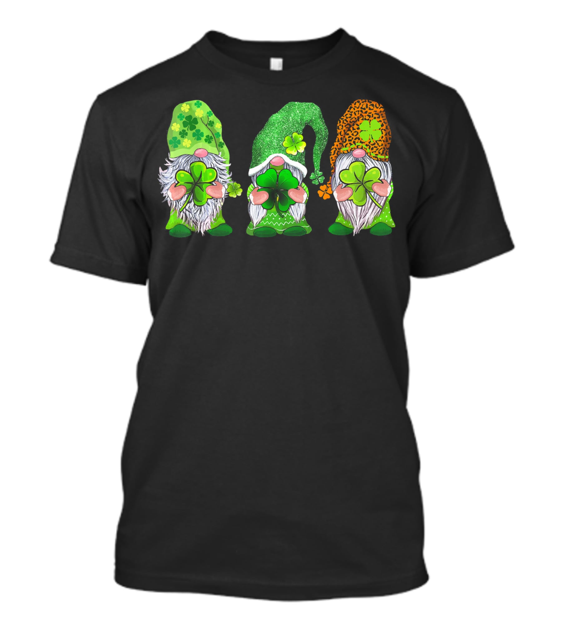 Leprechaun Irish Gnomes With Shamrocks And Clover Hats T-Shirt