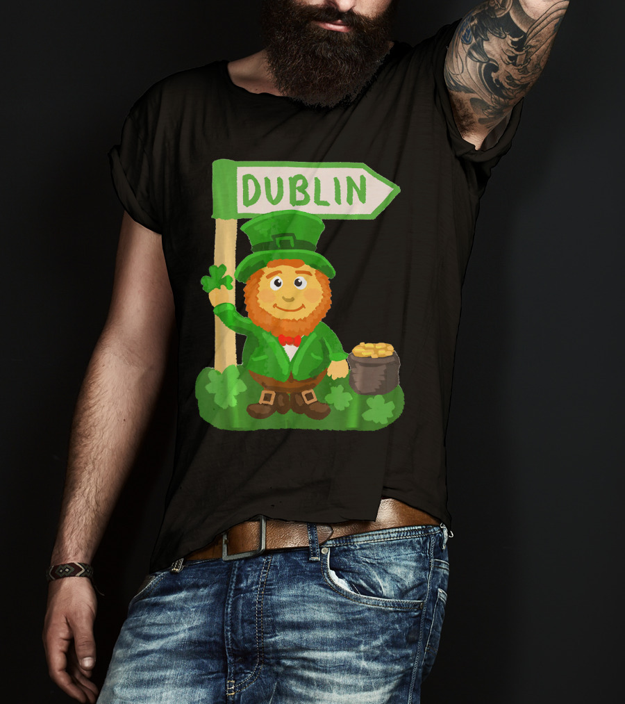 Dublin Leprechaun Shamrock Gold T-Shirt