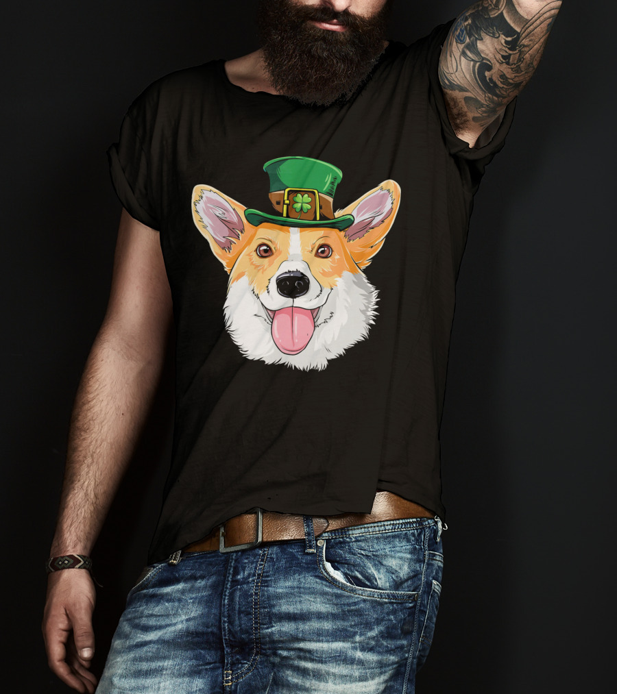 Corgi Leprechaun St Patrick's Hat T-Shirt