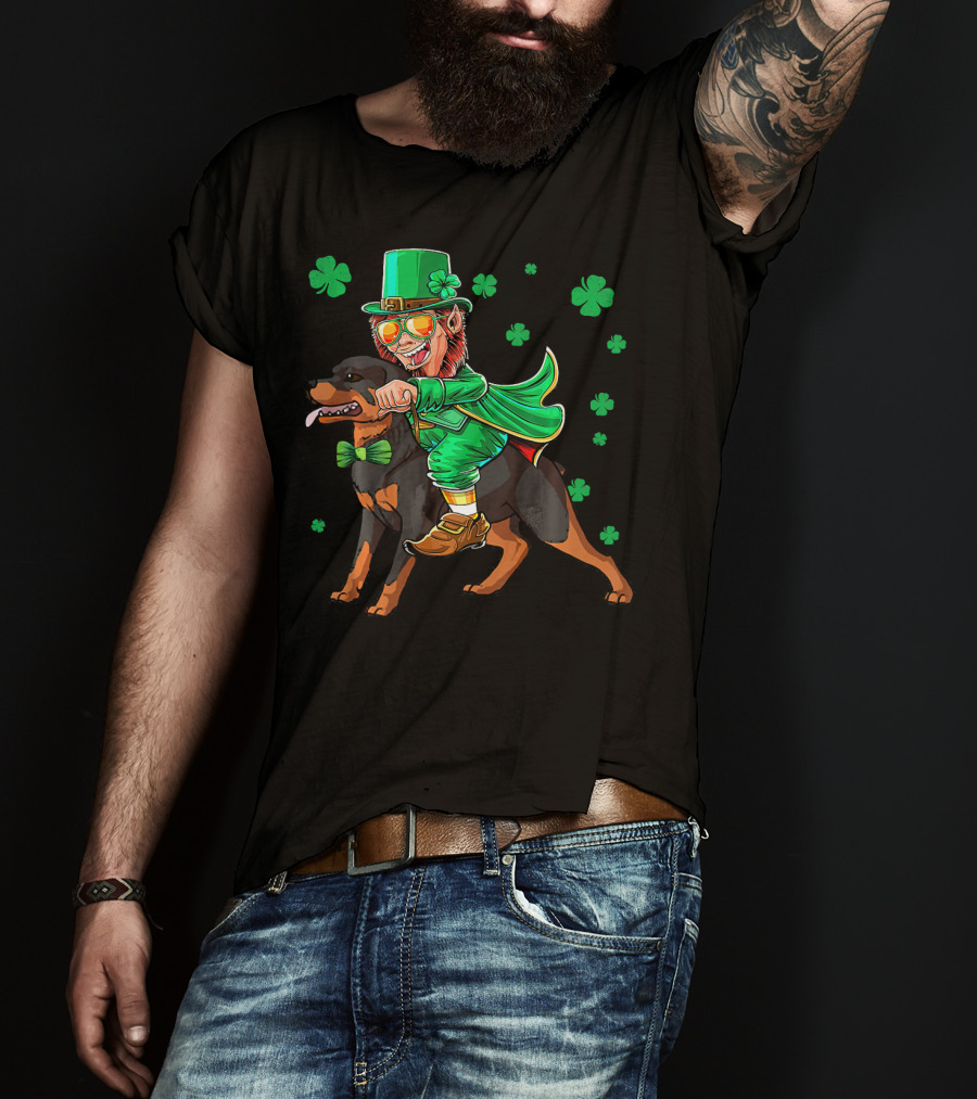 Leprechaun Rottweiler Shamrock St. Patrick's Day T-Shirt