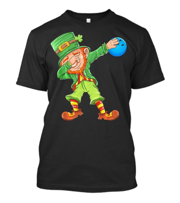 Bowling Leprechaun Dabbing With Bowling Ball T-Shirt