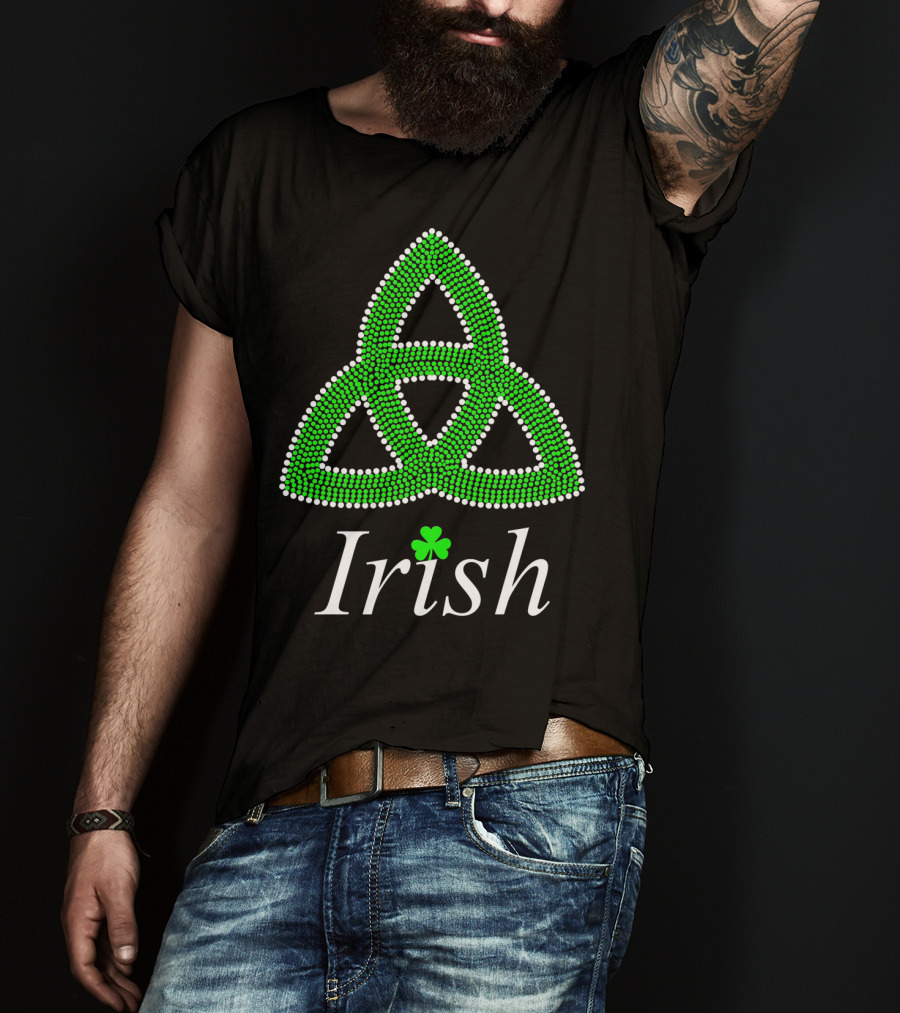 Irish Celtic Knot Trinity Rhinestone Shamrock T-Shirt