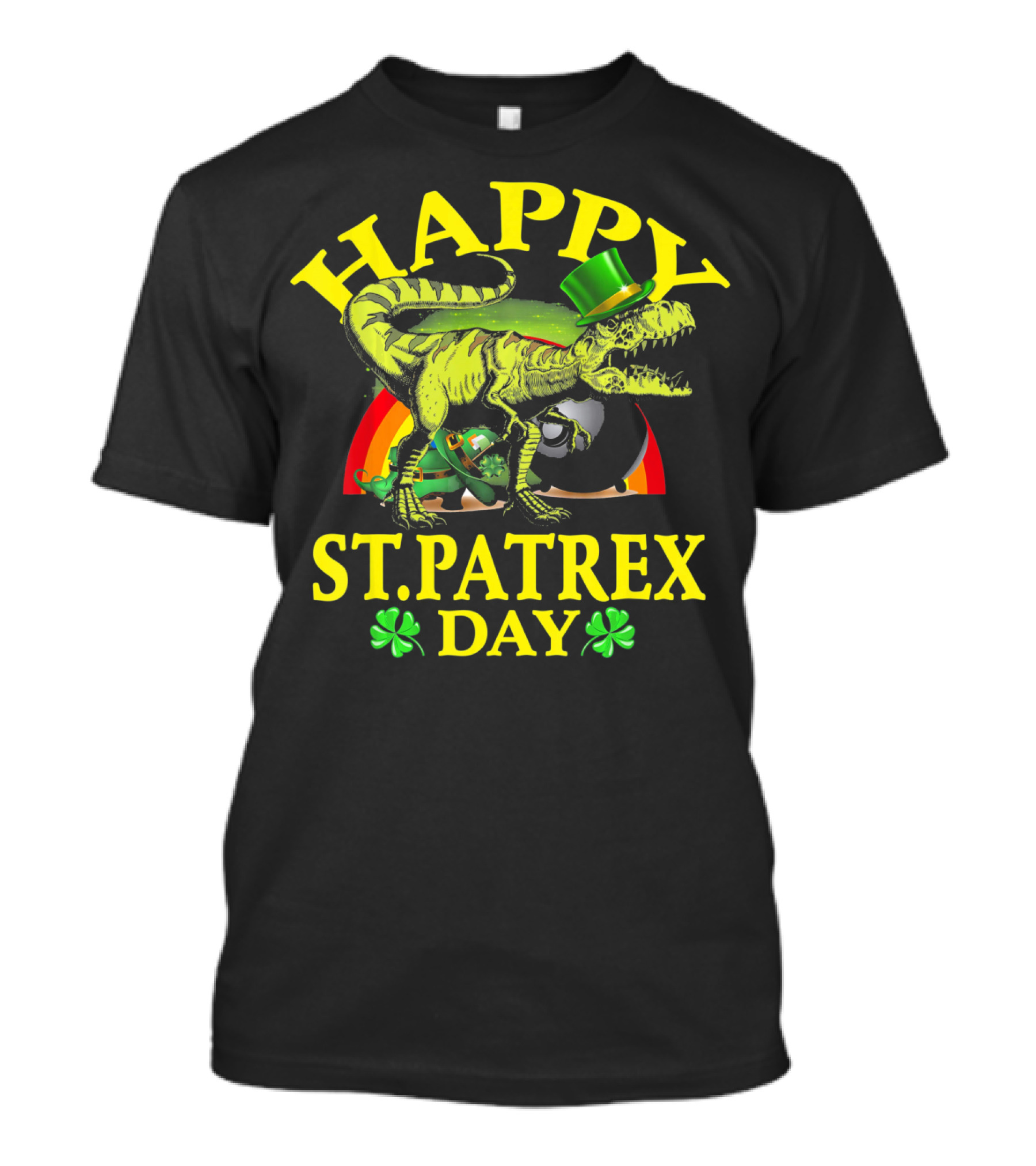 Happy St Patrex Day Dinosaur Shamrock Leprechaun Hat T-Shirt
