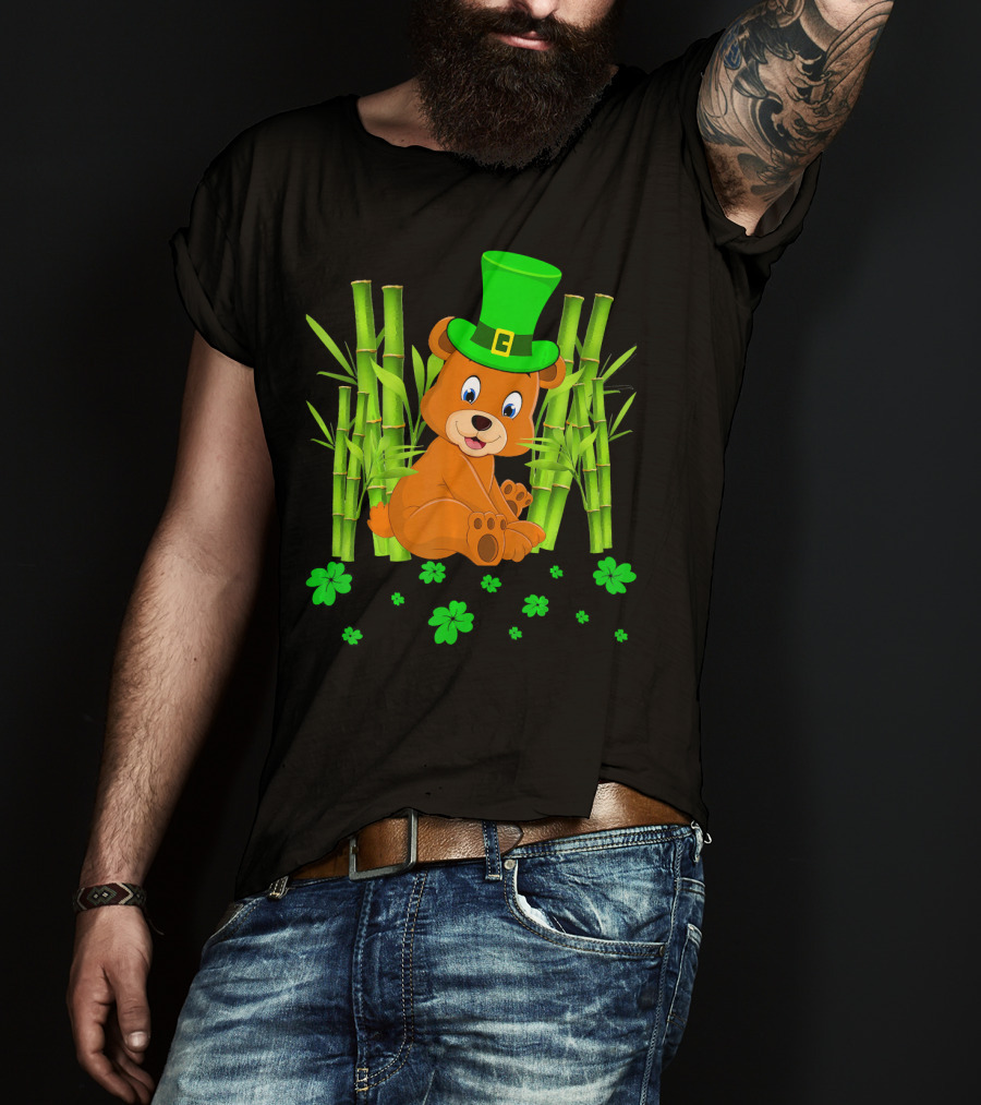Leprechaun Bear Shamrock Bamboo St Patricks Day T-Shirt