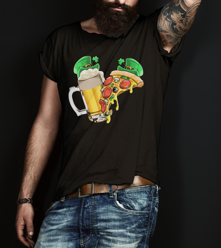 Beer Pizza Leprechaun Hat St. Patrick's Day T-Shirt