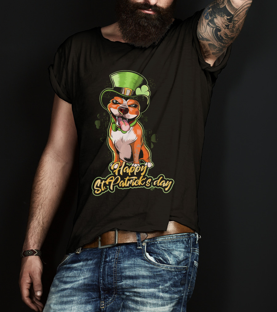Happy St. Patrick's Day Pit Bull Cute Leprechaun T-Shirt