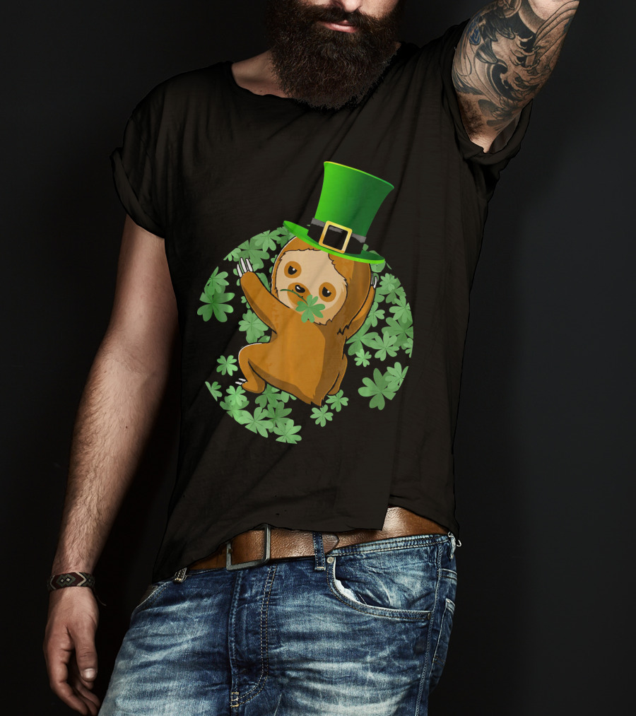 Leprechaun Hat Sloth Shamrock T-Shirt
