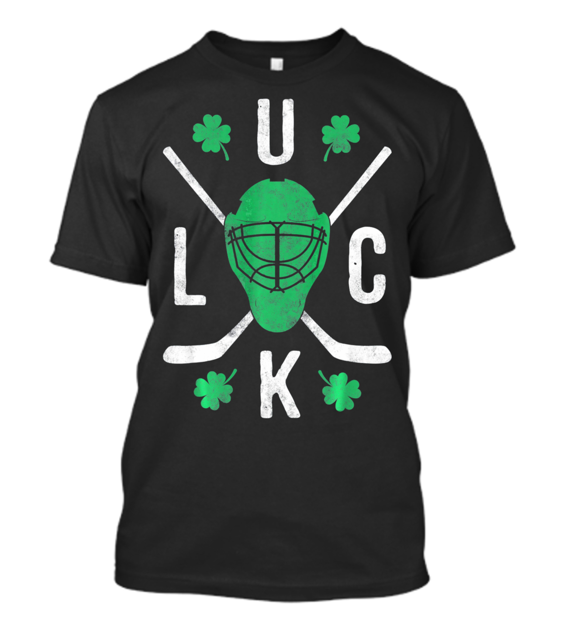 Luck Irish Hockey Player Clover Mask And Sticks T-Shirt