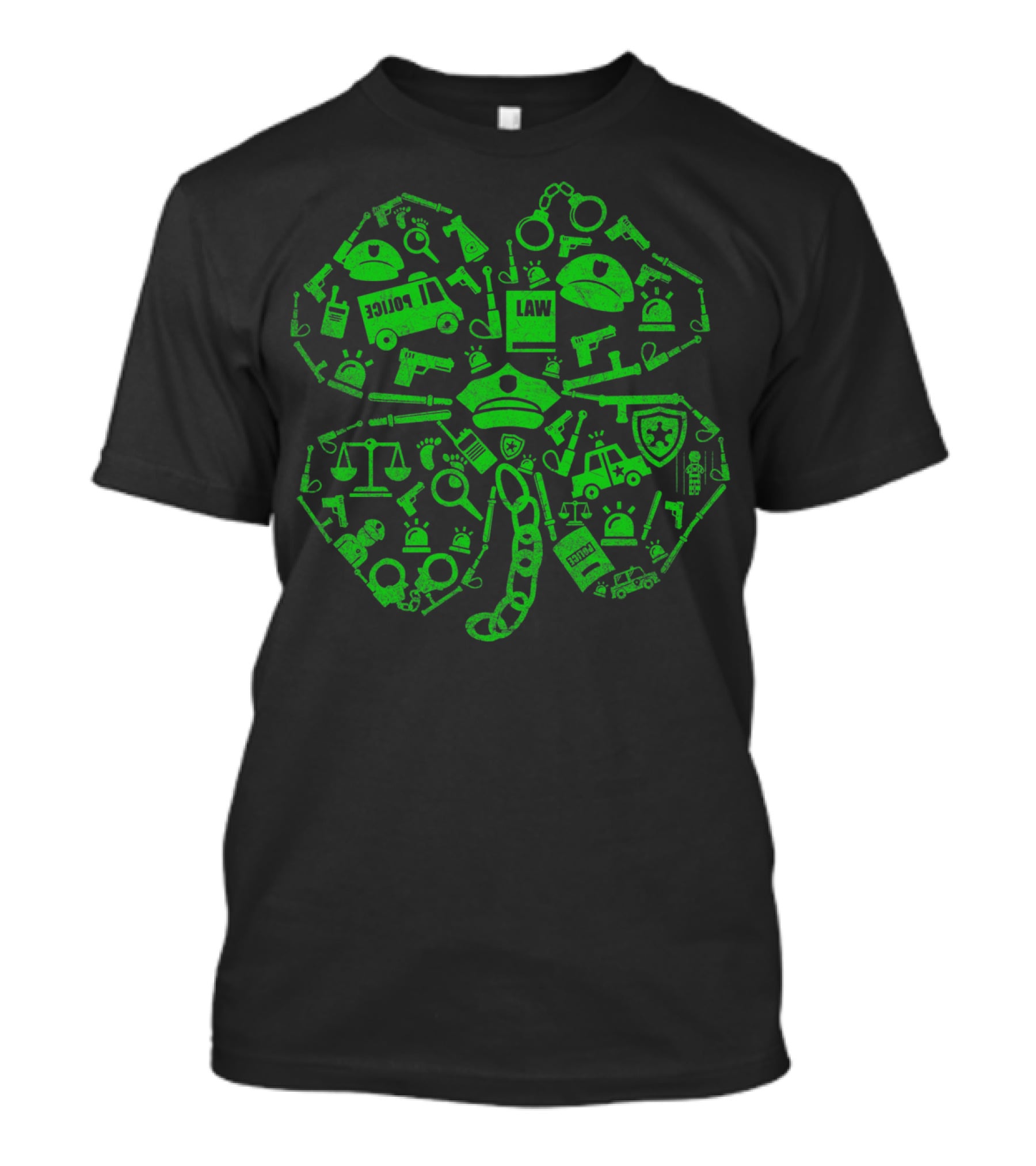 Police Officer St Patricks Day Shamrock Law Enforcement Icons T-Shirt