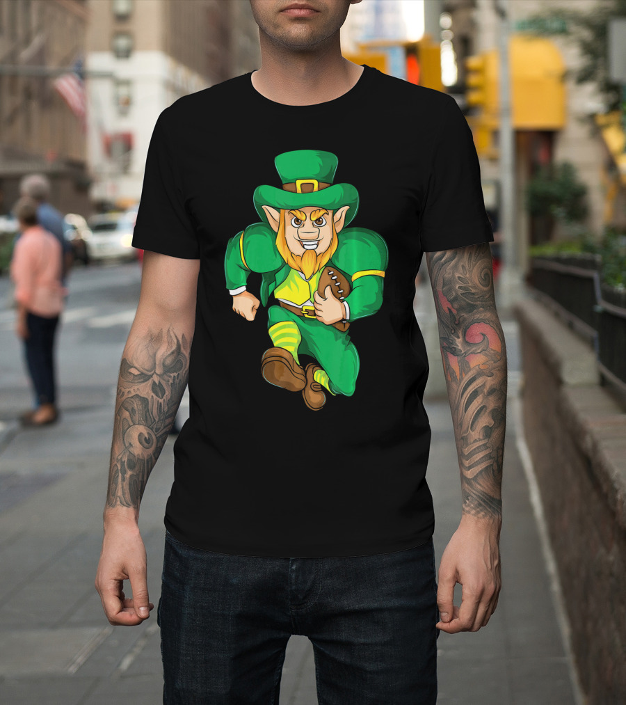 Irish Football Leprechaun St Patricks Running With Ball T-Shirt