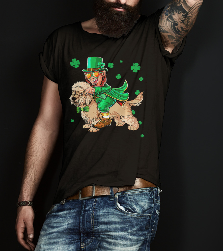 Leprechaun Dandi Dinmont Terrier Shamrock St. Patrick's Day T-Shirt