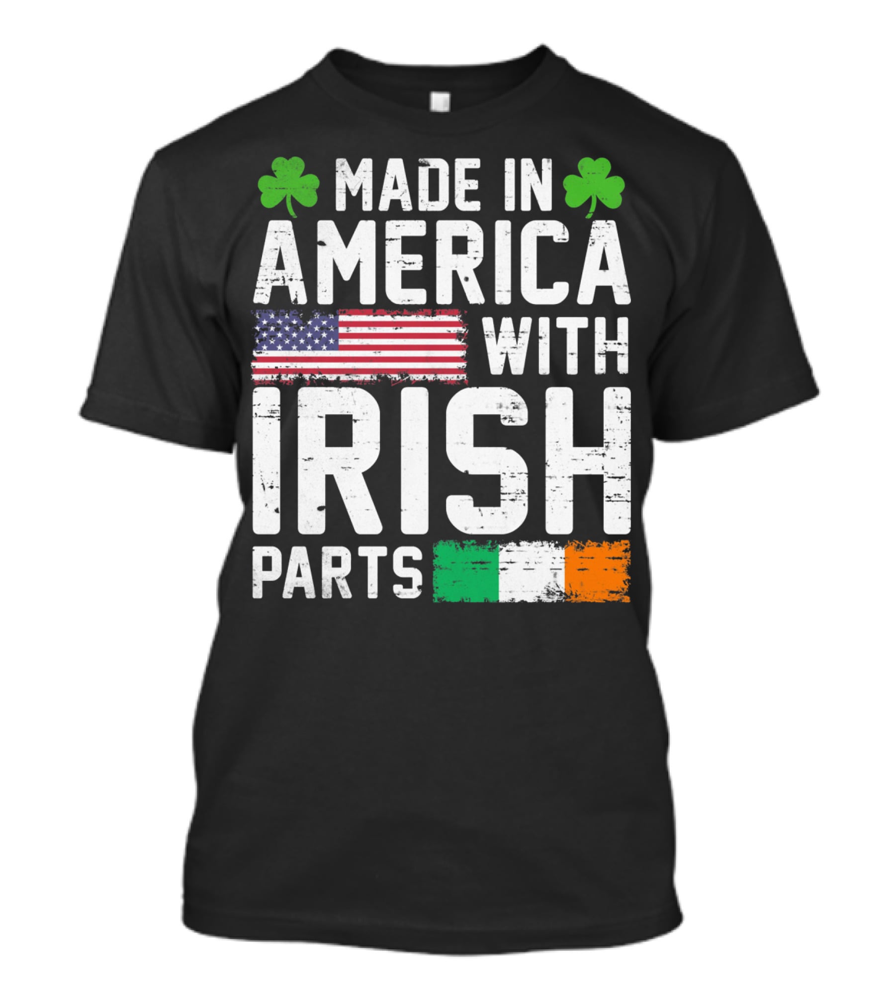 Made In America With Irish Parts Shamrock Flag Print T-Shirt