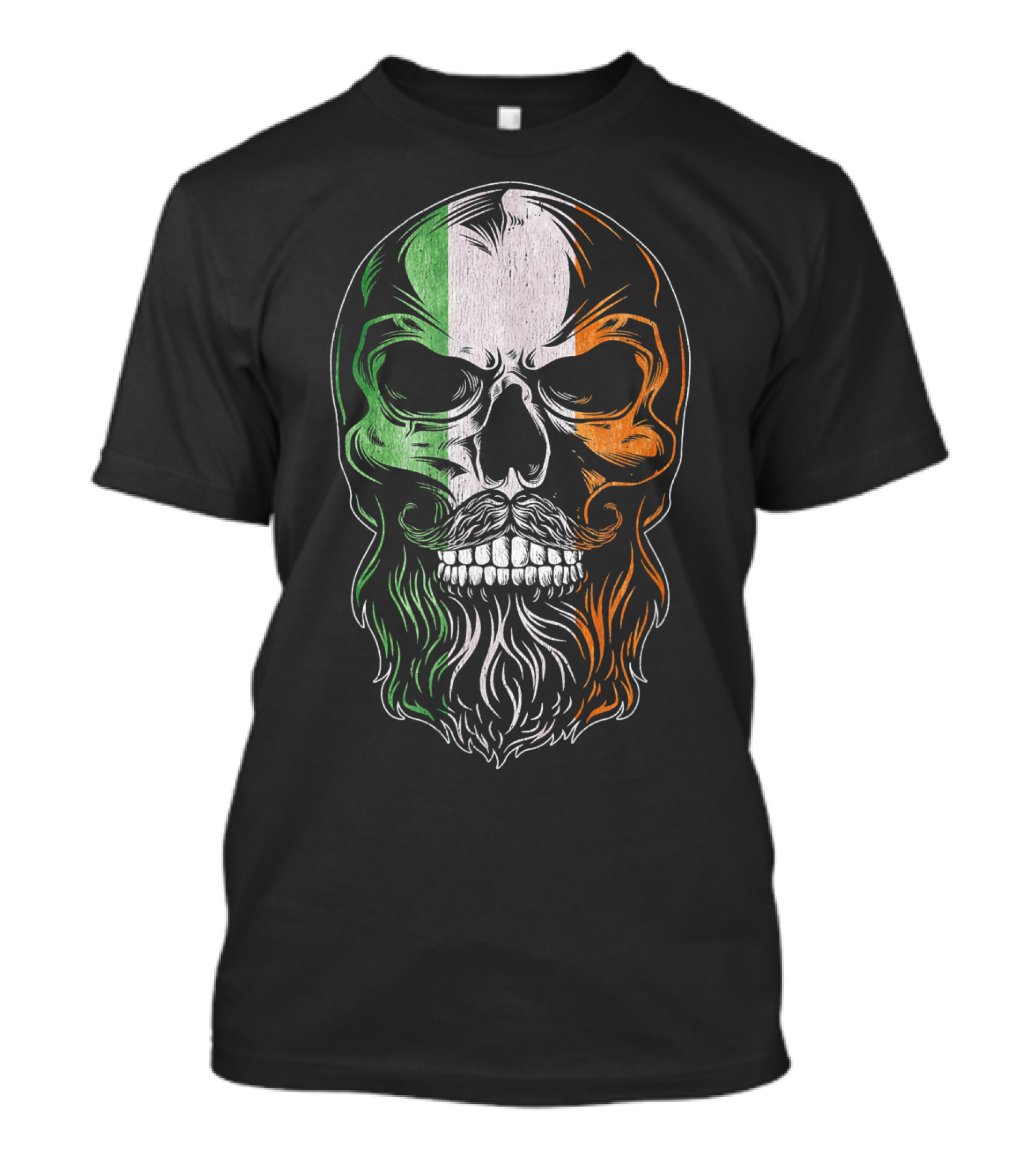 Irish Flag Bearded Skull St Patric St Patrick's Day T-Shirt