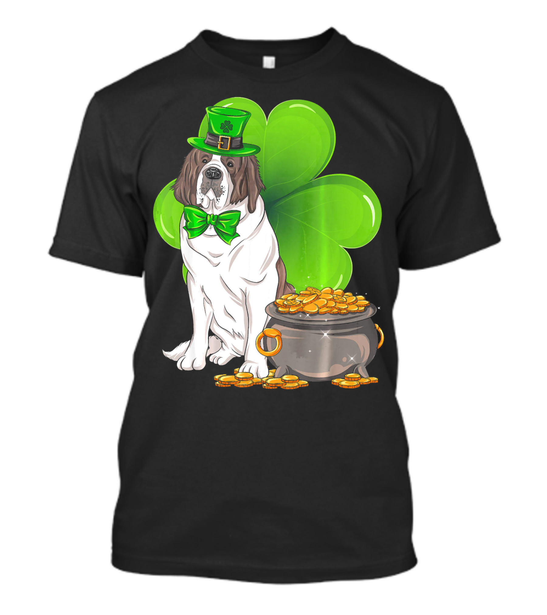 Saint Bernard Leprechaun St Patricks Day Pot Of Gold Clover T-Shirt