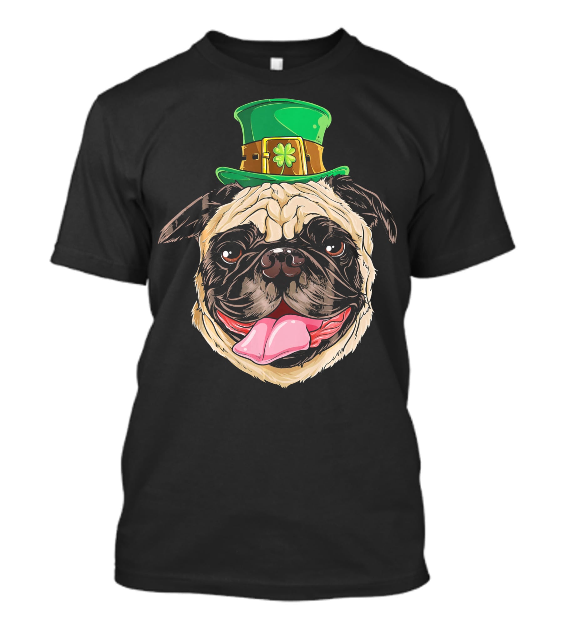 Irish Pug Leprechaun St Patricks Day Shamrock Hat T-Shirt