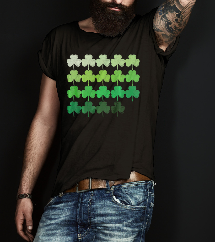 Shades Of Green Irish Shamrock Gradient T-Shirt