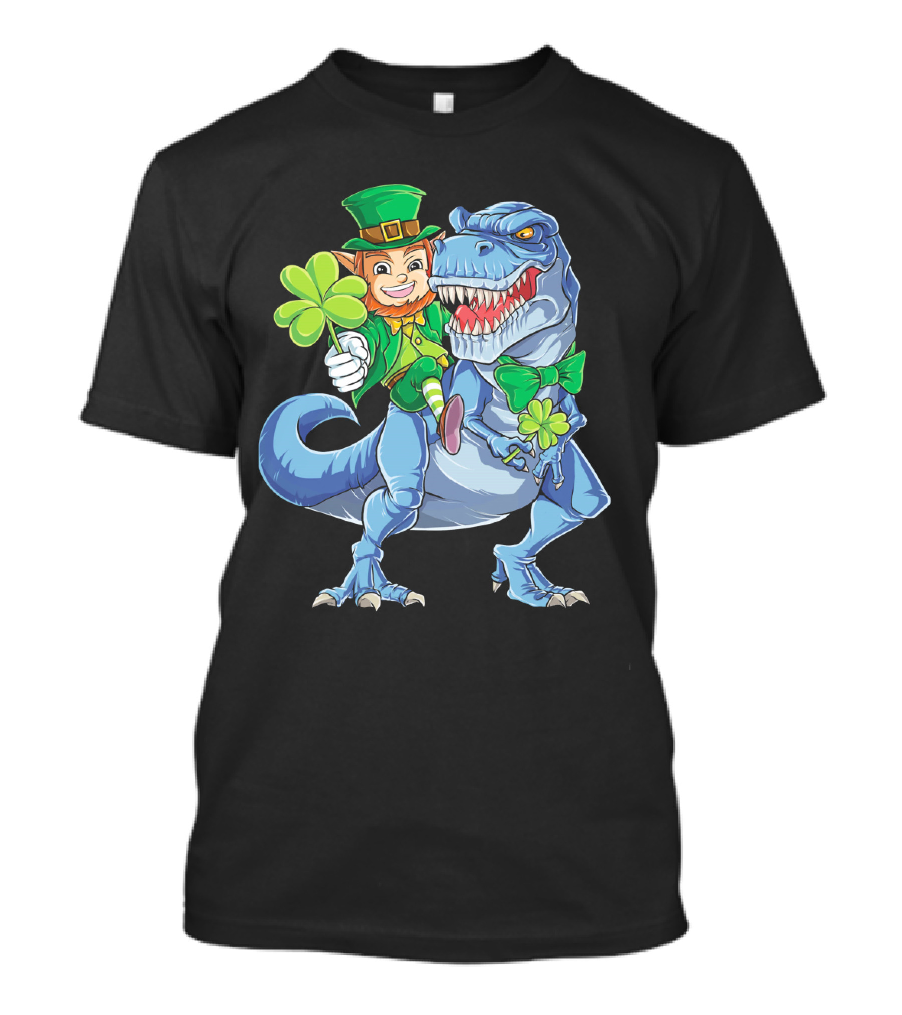St Patricks Day Leprechaun Riding Dinosaur With Shamrock T-Shirt