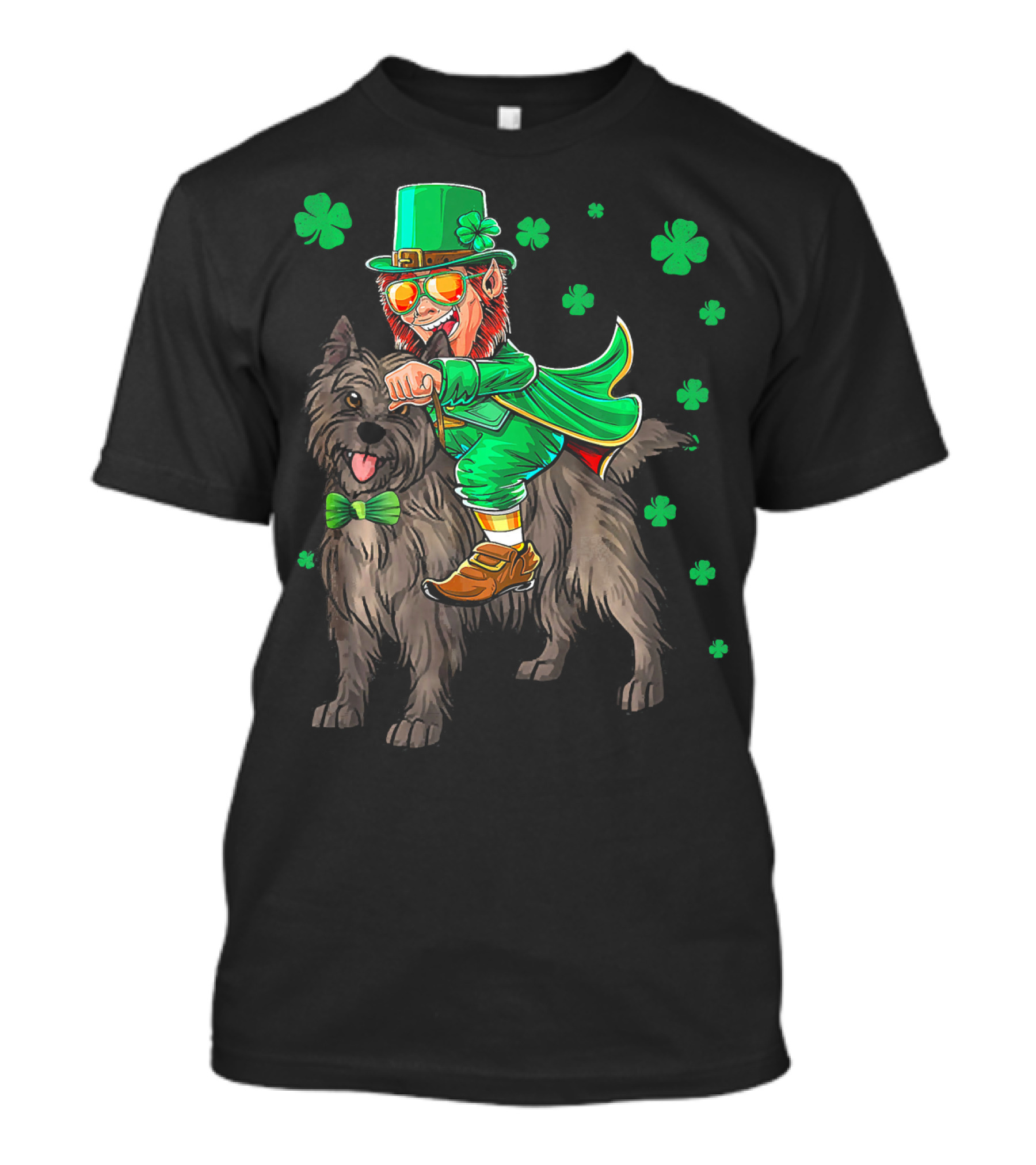 Leprechaun Riding Cairn Terrier Shamrock St Patrick's Day T-Shirt
