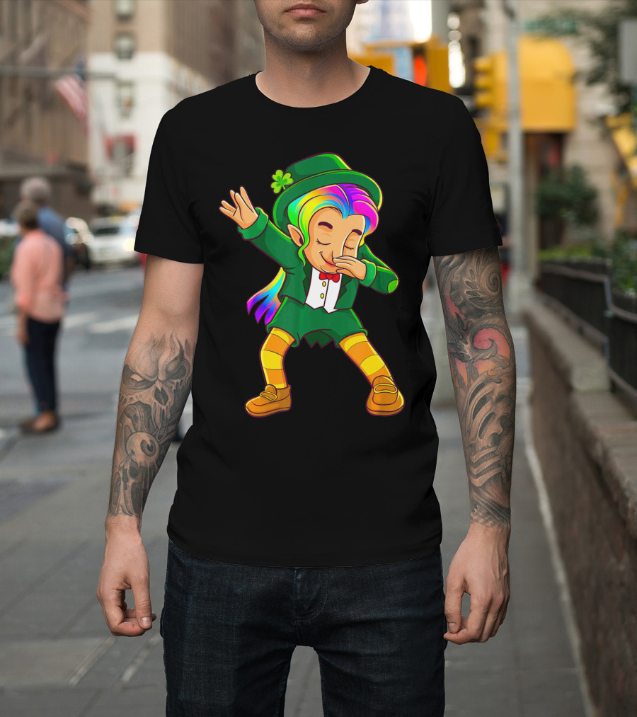 Dabbing Rainbow Leprechaun Girl St Patrick's Day T-Shirt