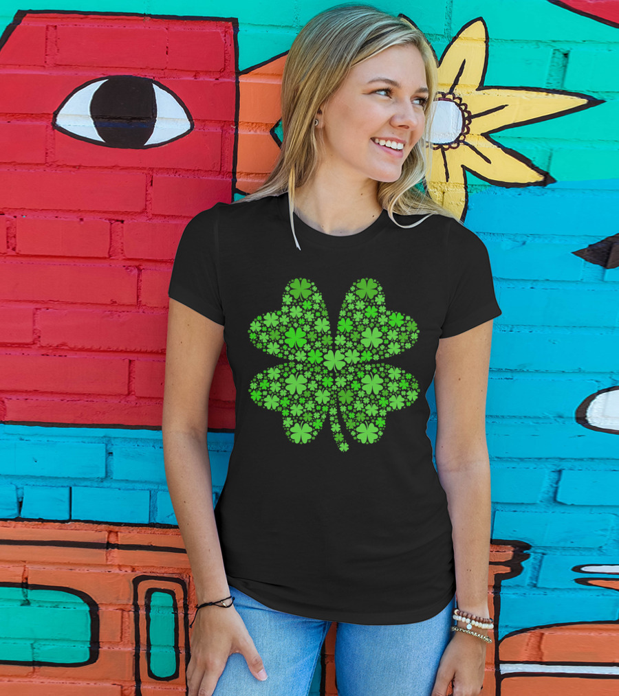 Lucky Four Leaf Clover St Pattys Day Shamrock Hoo T-Shirt