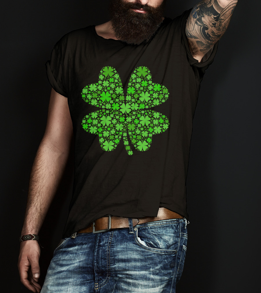 Lucky Four Leaf Clover St Pattys Day Shamrock Hoo T-Shirt