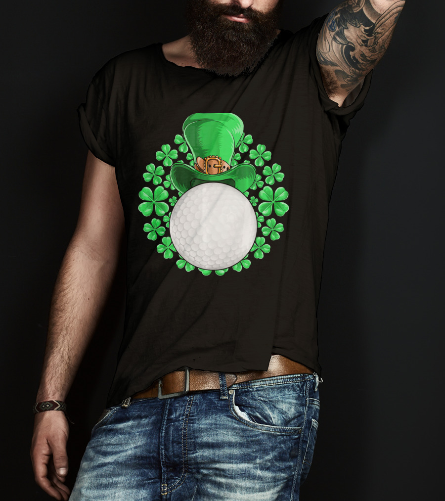 St Patricks Day Golfing Shamrock Hat Golf Ball T-Shirt