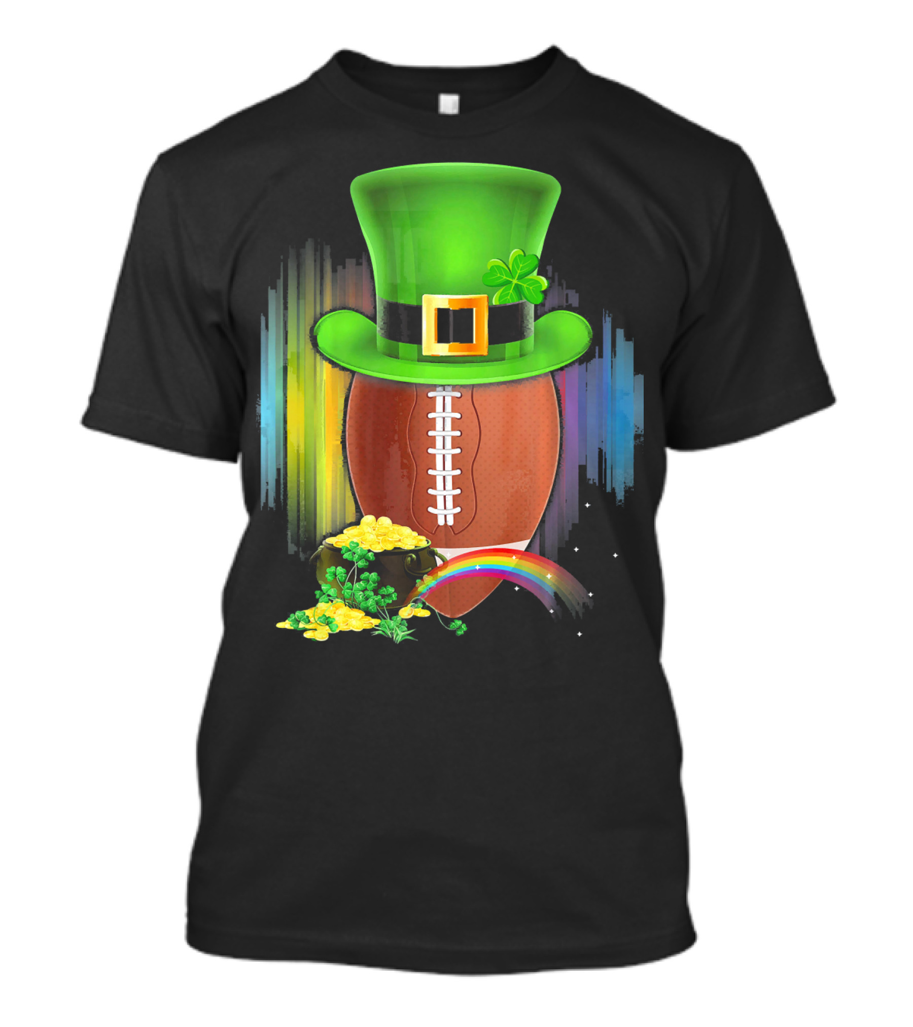 Saint Patricks Day Rugby Leprechaun Coin Rainbow T-Shirt