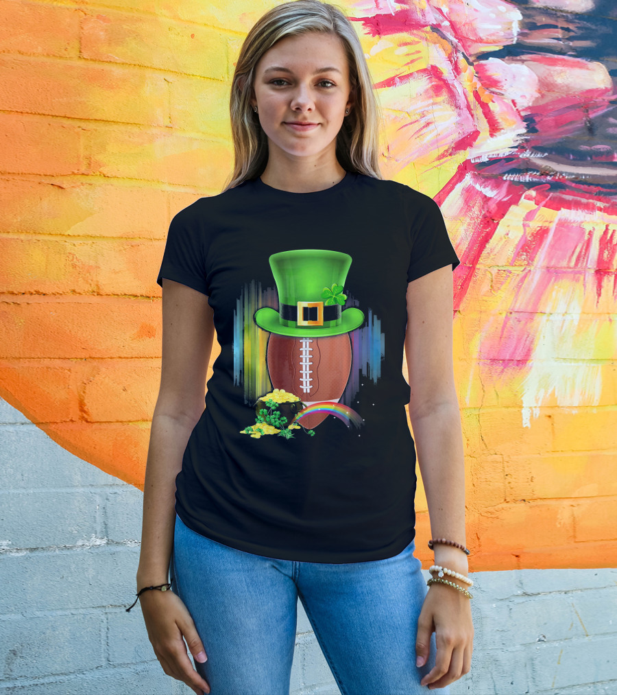 Saint Patricks Day Rugby Leprechaun Coin Rainbow T-Shirt