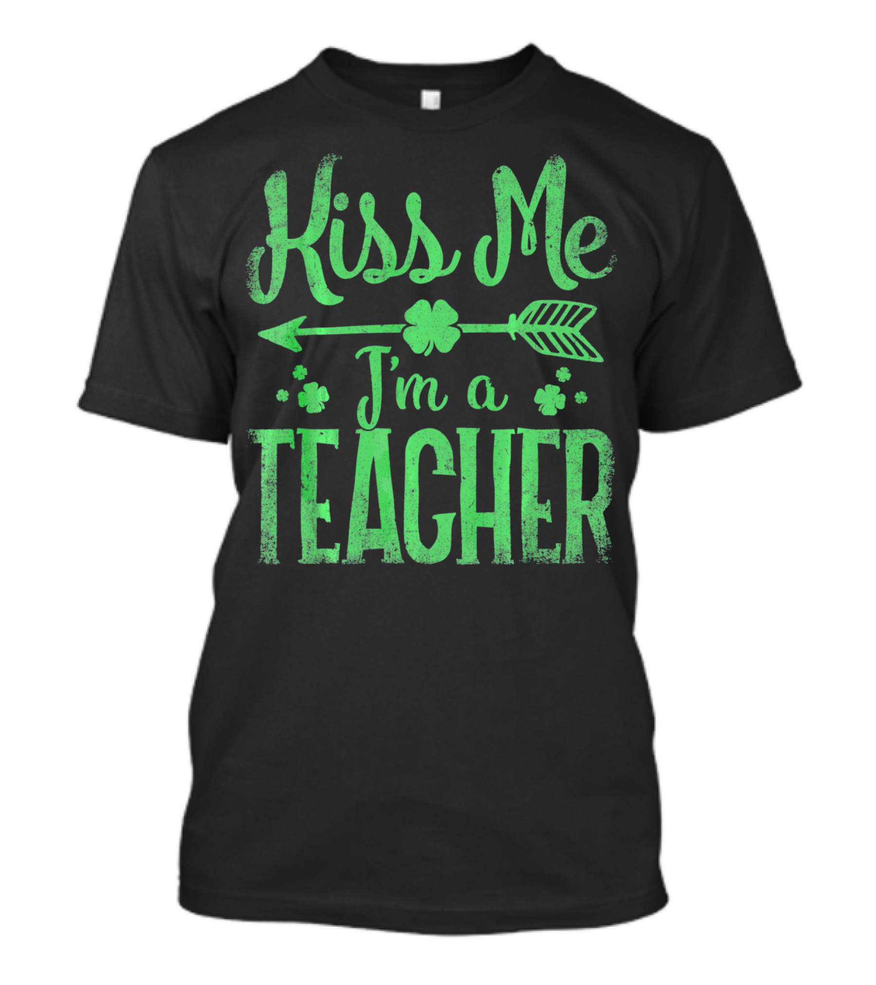 Kiss Me I'm A Teacher Saint Patrick's Day Arrow Shamrocks T-Shirt