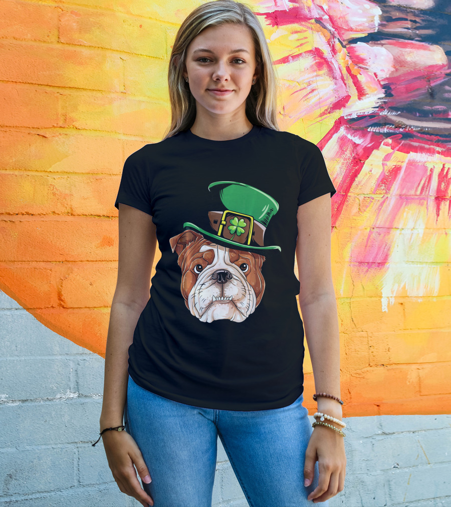 English Bulldog St. Patrick's Day Hat T-Shirt