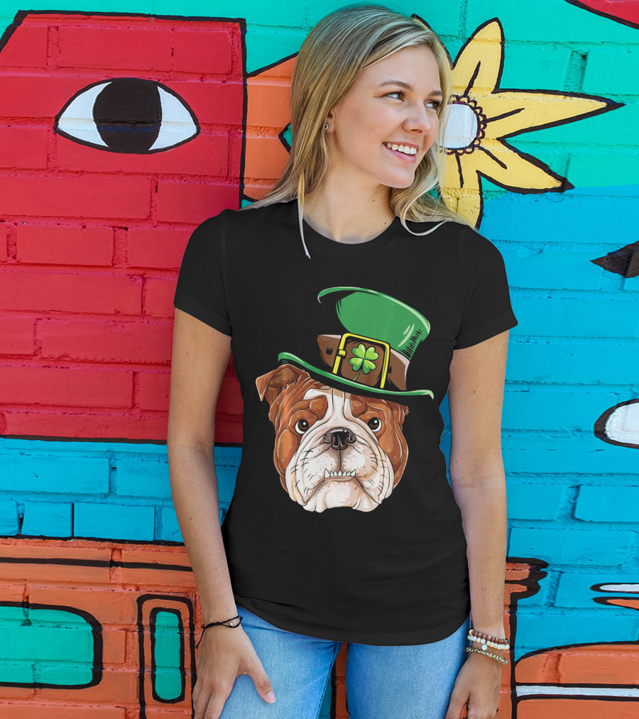 English Bulldog St. Patrick's Day Hat T-Shirt